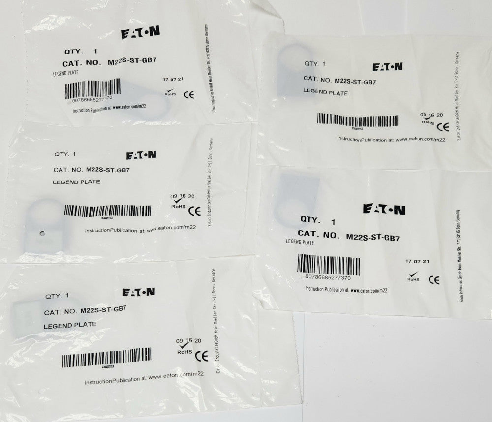 LOT OF 5 EATON M22S ST GB7 RUN LEGEND PLATE 22mm