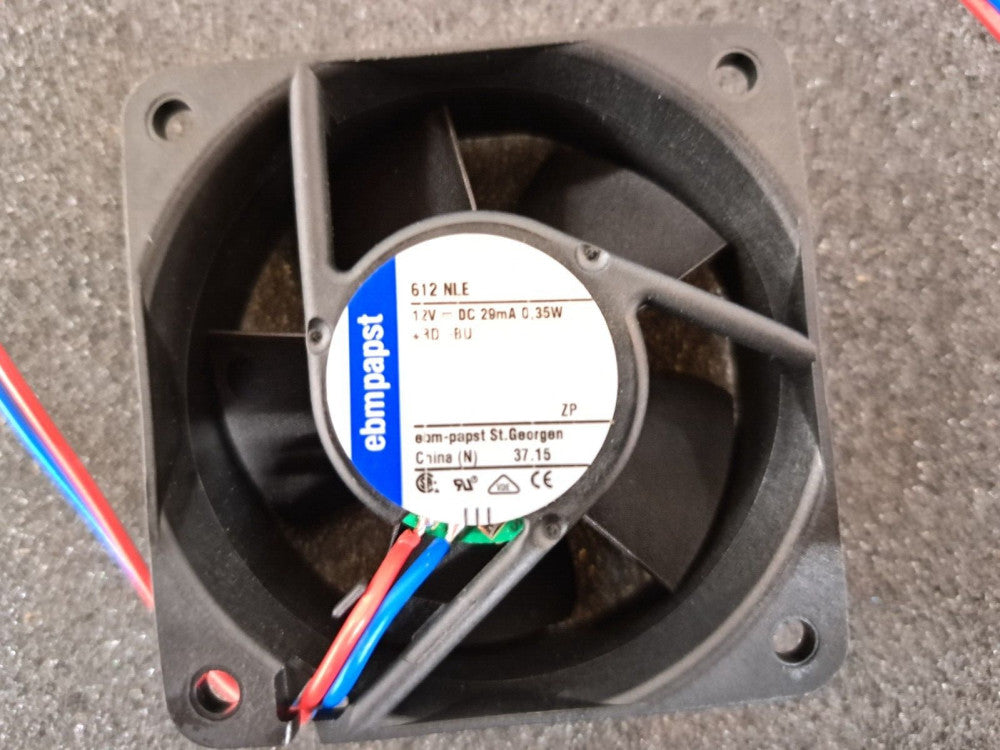 New, EBM-Papst, 612NLE, 12.4CFM FAN 12VDC 60X25MM