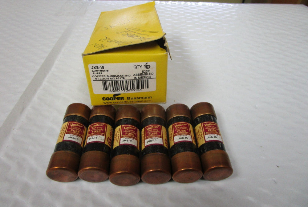 NEW LOT OF 6 BUSSMANN LIMITRON FUSE JKS-15 15A AMP 600Vac