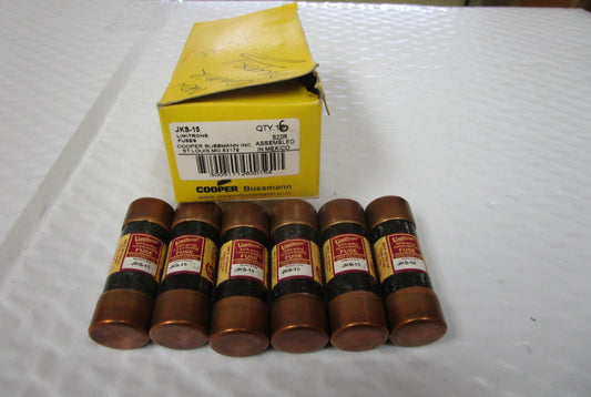 NEW LOT OF 6 BUSSMANN LIMITRON FUSE JKS-15 15A AMP 600Vac