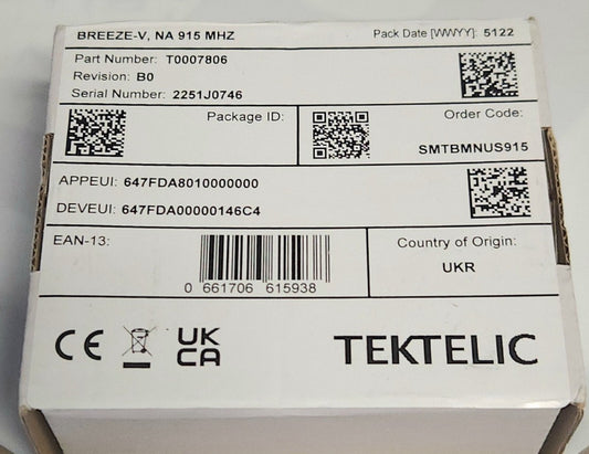 TEKTELIC T0007806 B0 2251J0746 BREEZE Smart Carbon Dioxide CO2 Sensor