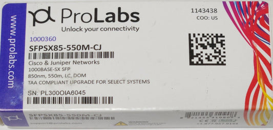 PROLABS 100360 SFPSX85 550M CJ CISCO & JUNIPER Networks Transceiver Module