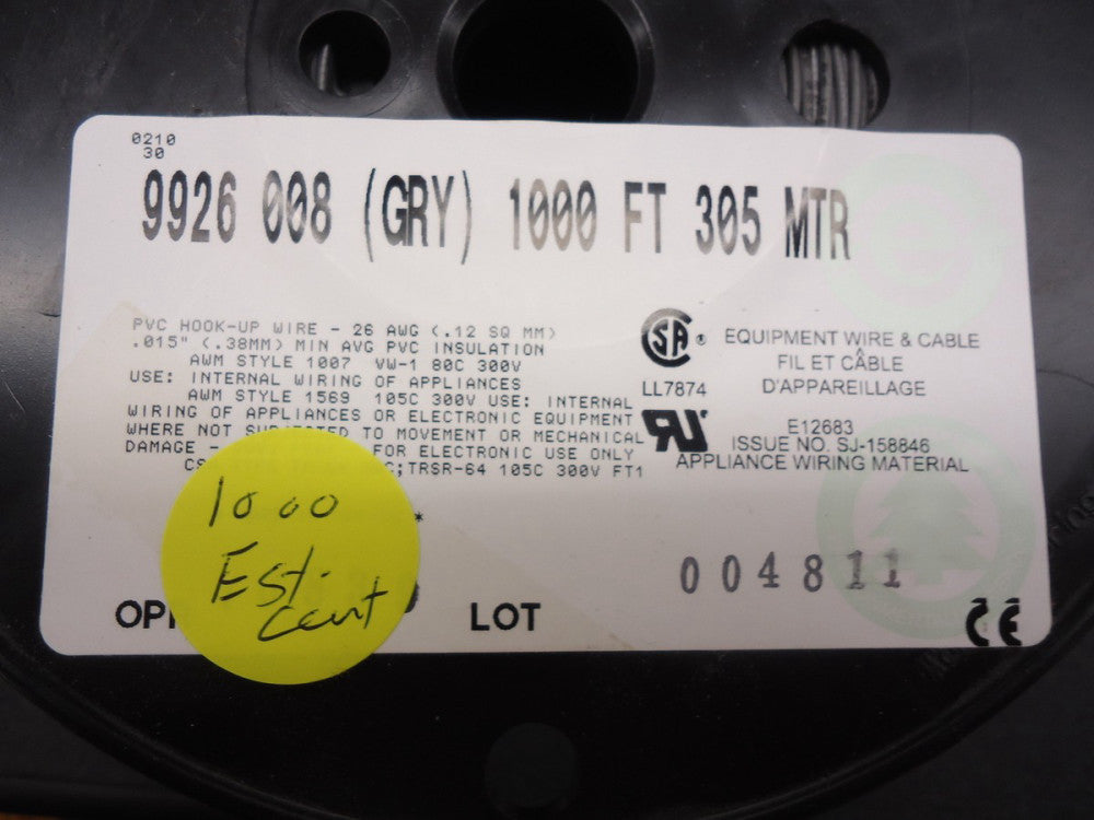 9926 00810070 BELDEN HOOK-UP WIRE 26AWG UL 1007 GRY BRAND NEW!