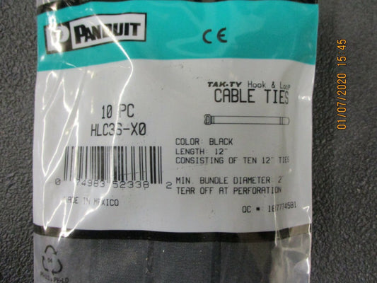 Panduit - HLC3S-X0 - Hook and Loop Cinch Cable Tie, 12-Inch, Black (10-Pack)