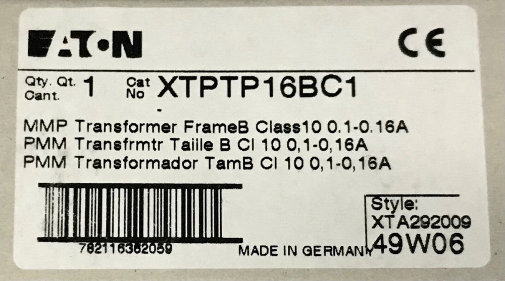 EATON XTPTP16BC1 Manual Motor Protector 0.1-0.16 AMP MMP Transformer