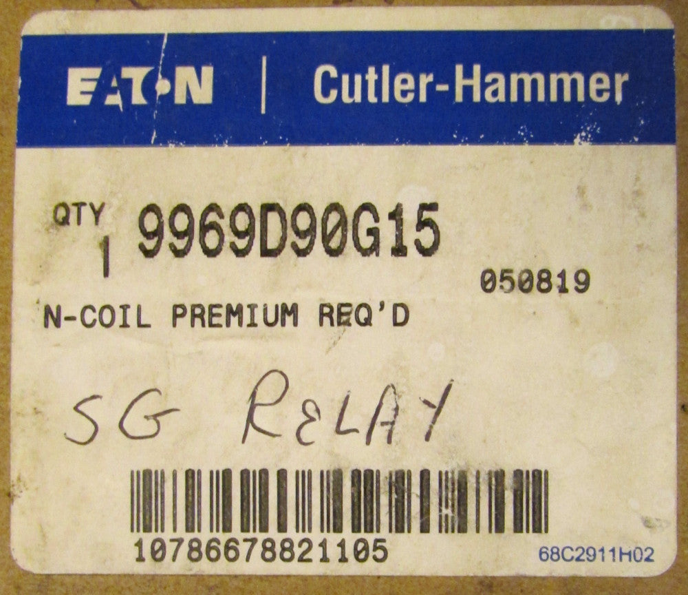 EATON CUTLER HAMMER 9969D90G15 3P N#130 115-208V SG Relay N. Coil