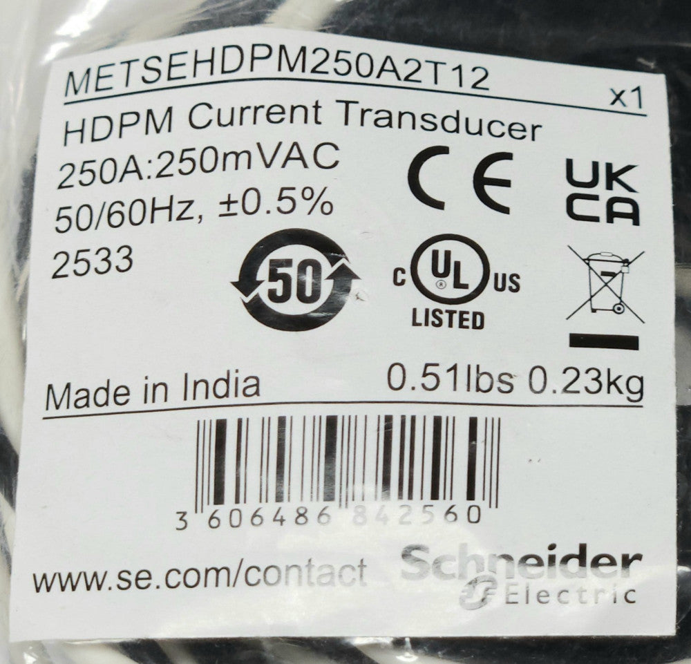 SCHNEIDER ELECTRIC METSEHDPM250A2T12 HDPM Current Transducer CT 250 AMP 250M VAC