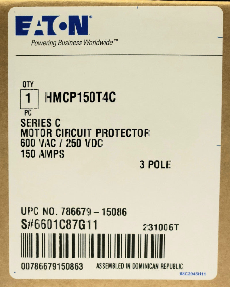 EATON CUTLER HAMMER HMCP150T4C 150 AMP Type HMCP Motor Circuit Protector