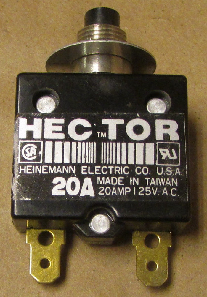 HEINEMANN HEC TOR AC Miniature Circuit Protector 125V 20 Amp *WITH Legend Plate*