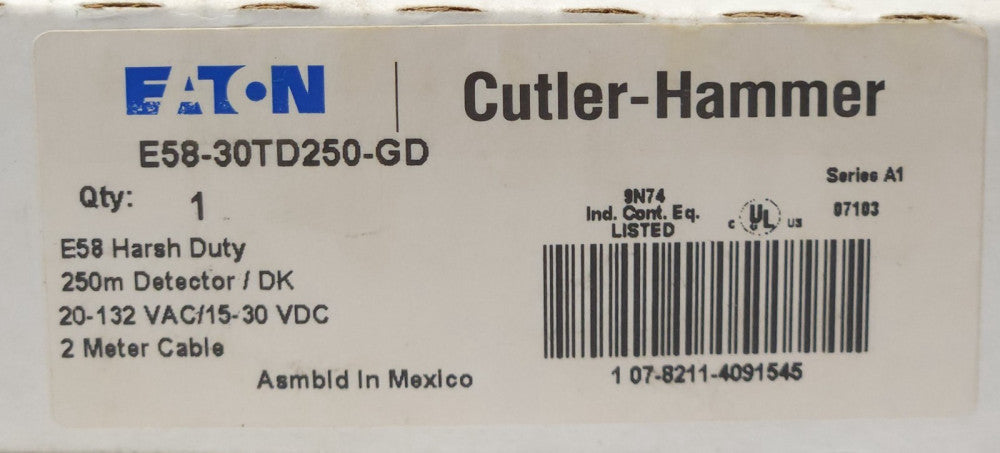 EATON CUTLER HAMMER E58 30TD250 GD Series E58 Harsh Duty Proximity Sensor 250m