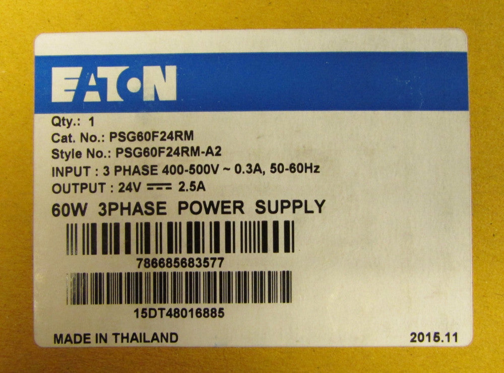 EATON CUTLER HAMMER 400-500 V Input 24 V Output 2.5 Amp Power Supply PSG60F24RM