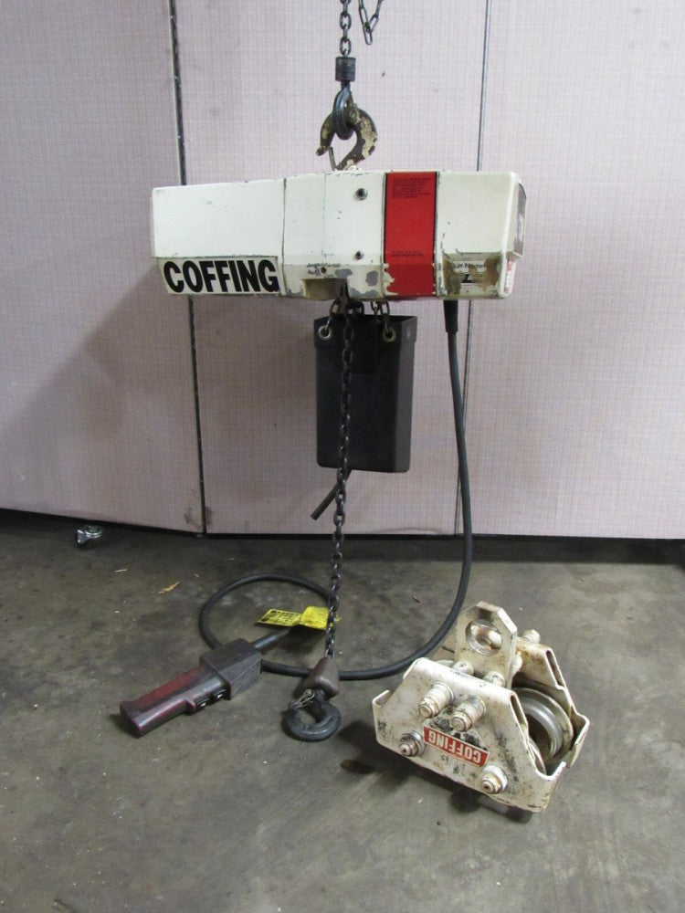 COFFING 2 SPEED ELECTRIC CHAIN HOIST EC-05323-4 1/4 T TON 460V 3PH W/TROLLEY