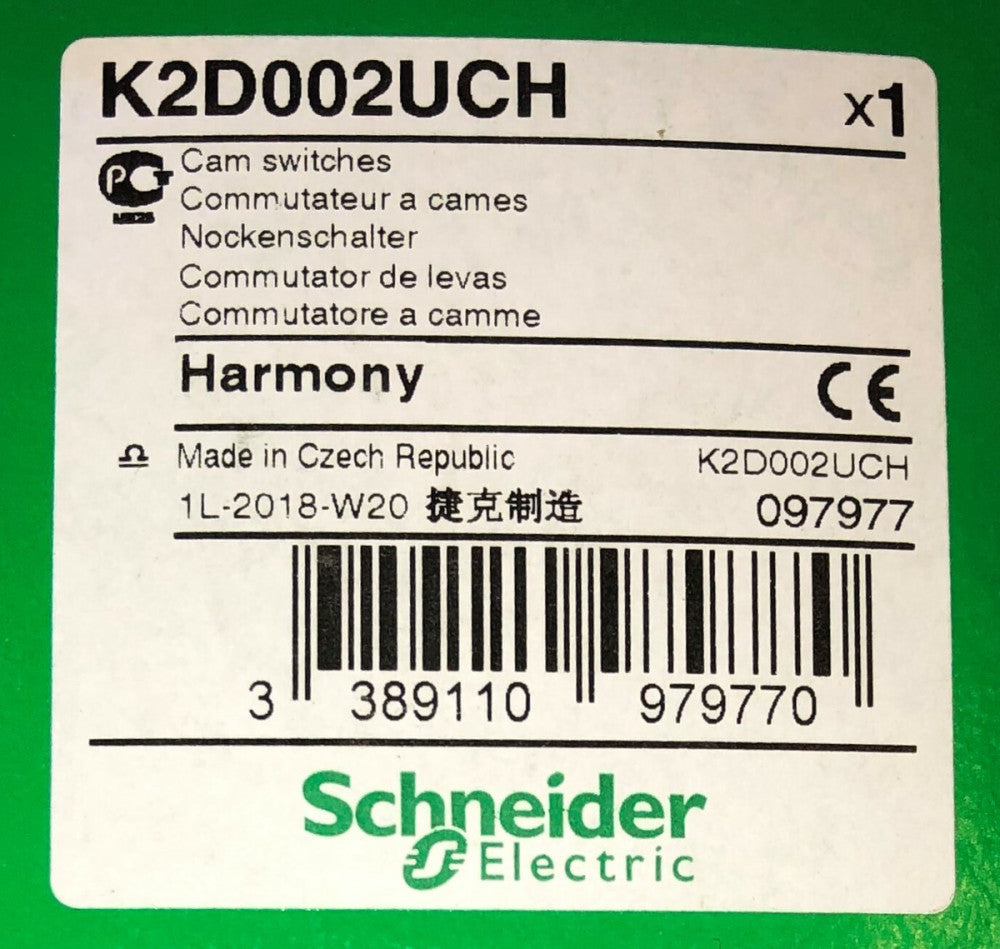 SCHNEIDER ELECTRIC K2D002UCH 2 Position Cam Maintained Selector Switch