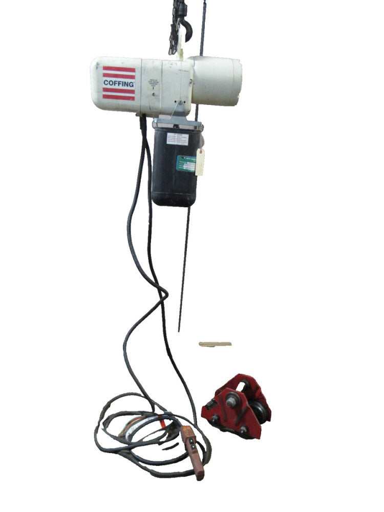 Coffing Electric Chain Hoist ELC.2016.3 1 Ton 230/460V 3Ph 112" Drop W/ Trolley