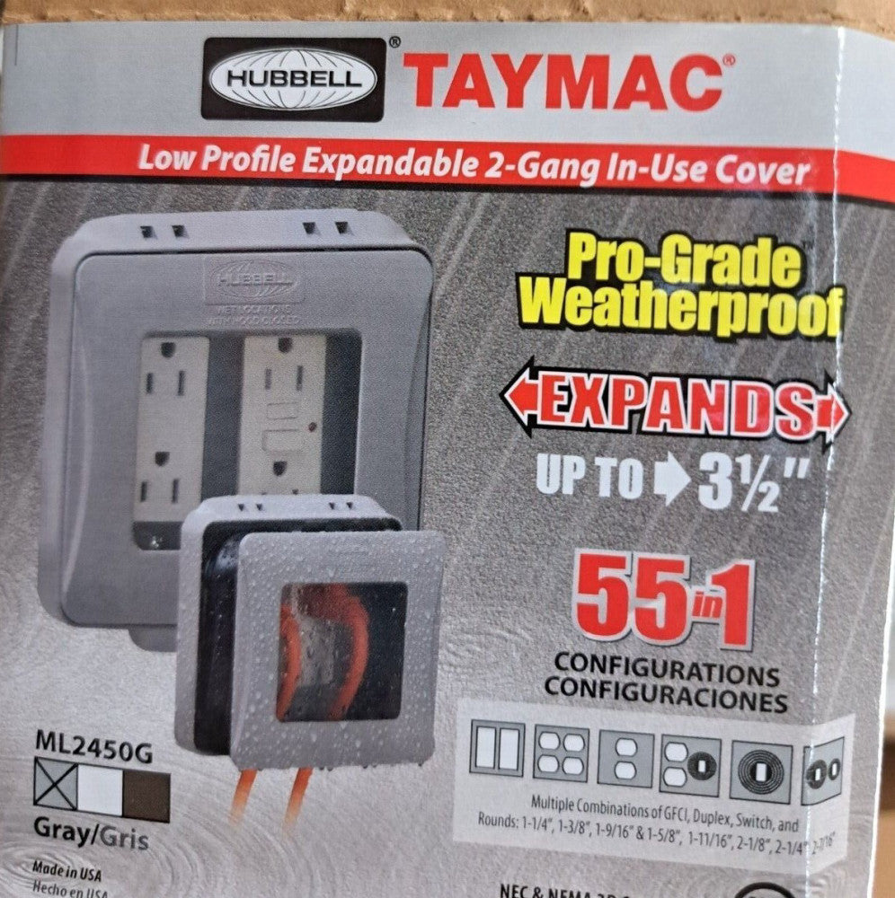 New, TayMac, ML2450G, 2-Gang Weatherproof Expandable In-Use Cover Gray