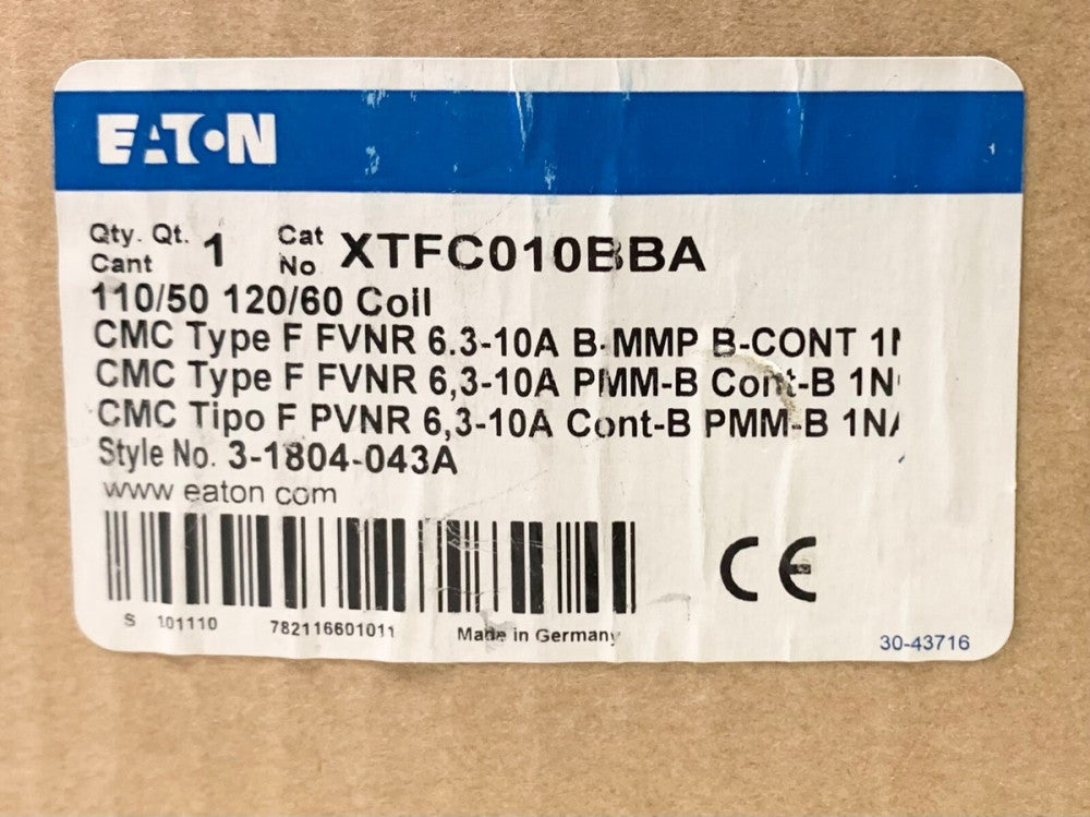EATON XTFC010BBA 120 VAC CMC Type F FVRN 6.3 - 10 AMP Starter Manual Operator 