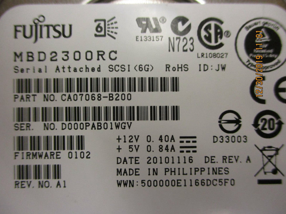 FUJITSU - MBD2300RC - 300GB 10000RPM 2.5" SAS HDD