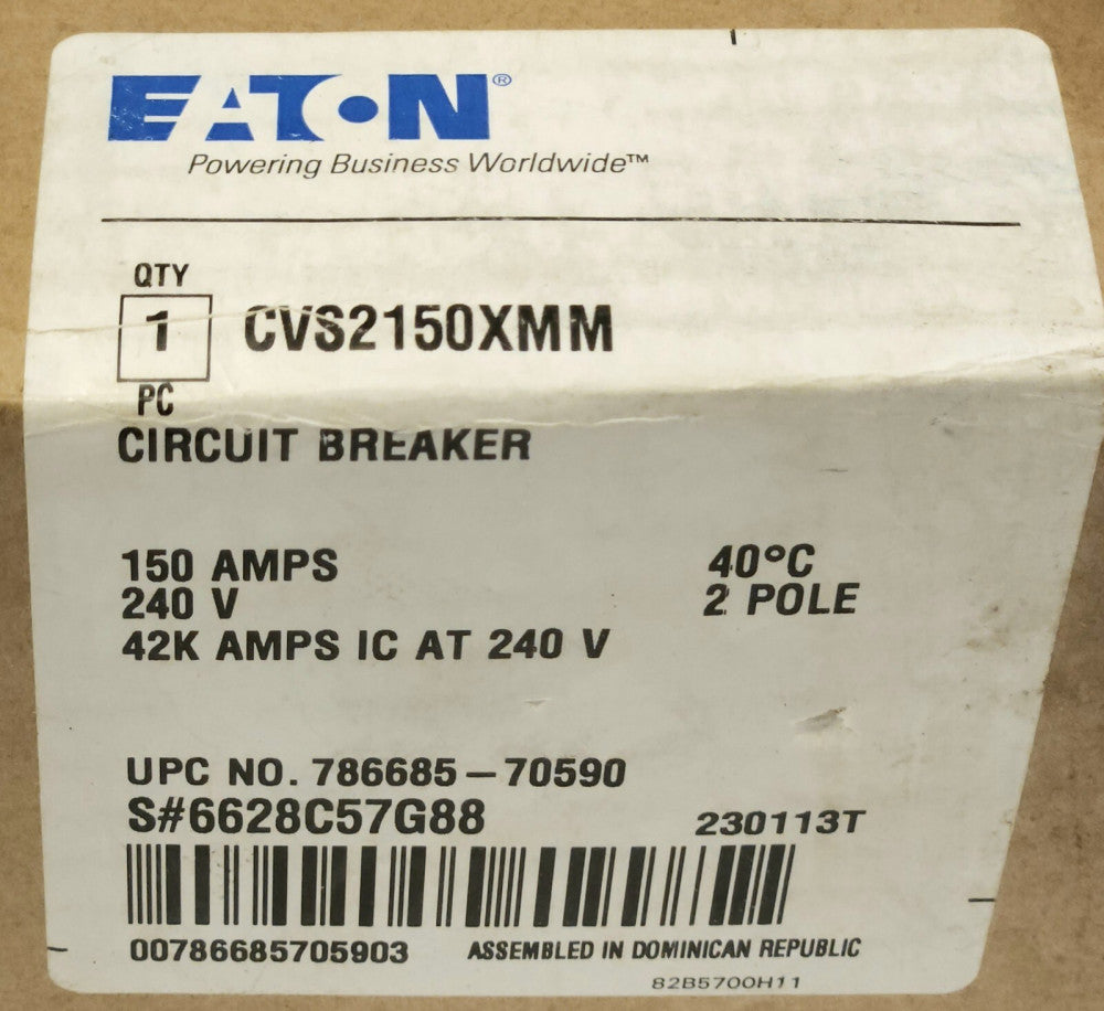 EATON CVS2150XMM 2 Pole 150 AMP Type CVS Circuit Breaker CVS2150 XMM Mounting