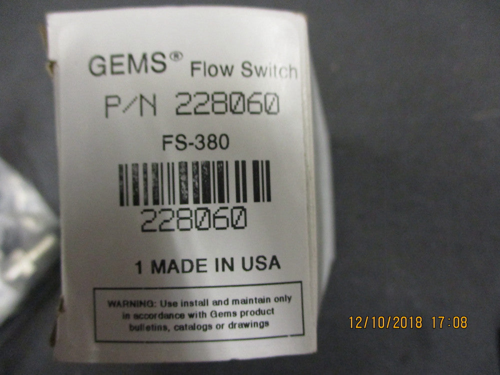 228060 Gems SWITCH, COMPACT FLOW, 3/8" MNPT, 0.070 BRAND NEW!