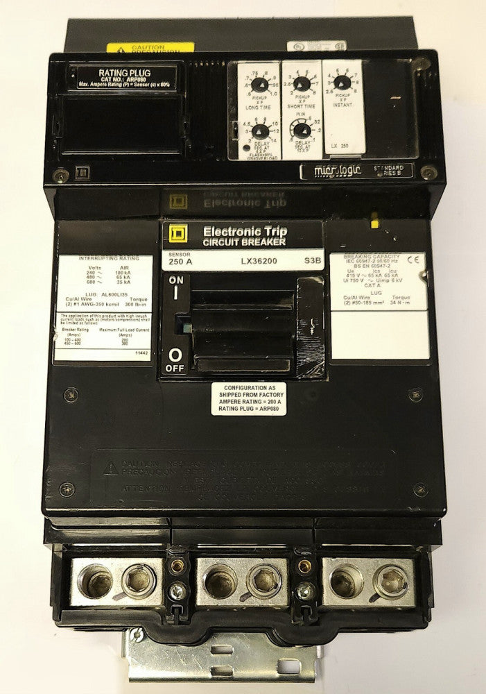 SQUARE D LX36200 3 Pole 250 AMP LEF250U Electronic TRIP I Line Circuit Breaker