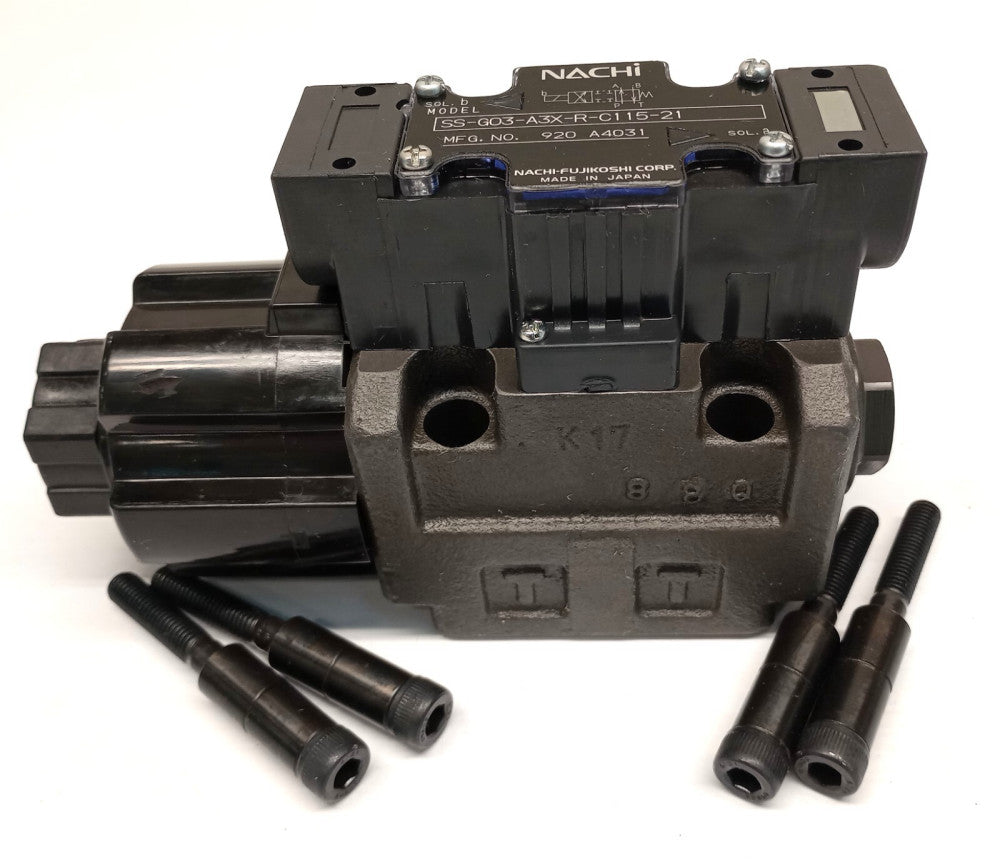 Nachi SS-GO3-A3X-R-C115-21 Directional Control Valve SSG03A3XRC11521 W/Bolts
