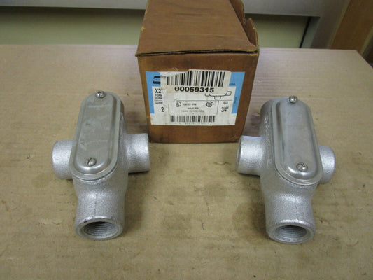 NEW LOT OF 2 CROUSE-HINDS 3/4" X 27 CONDUIT BODY