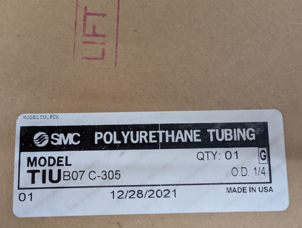New, SMC, TIUB07C-305, Polyurethane Tubing 1/4" OD, 1000FT., CLEAR