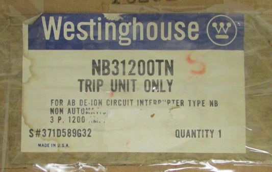WESTINGHOUSE NB31200TN 3 Pole 1200 Amp NB Non Auto Trip Unit 371D589G32