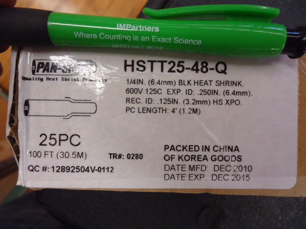 Panduit HSTT25-48-Q 1/4 X 48" Black Heat Shrink Tubing. New 100 Feet!