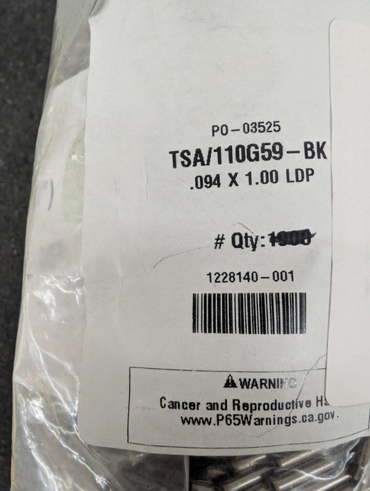 New, Anderson Power Prod, 110G59-BK, SPRIOL PIN .094DIA.X1 IN. LG - Lot of 100
