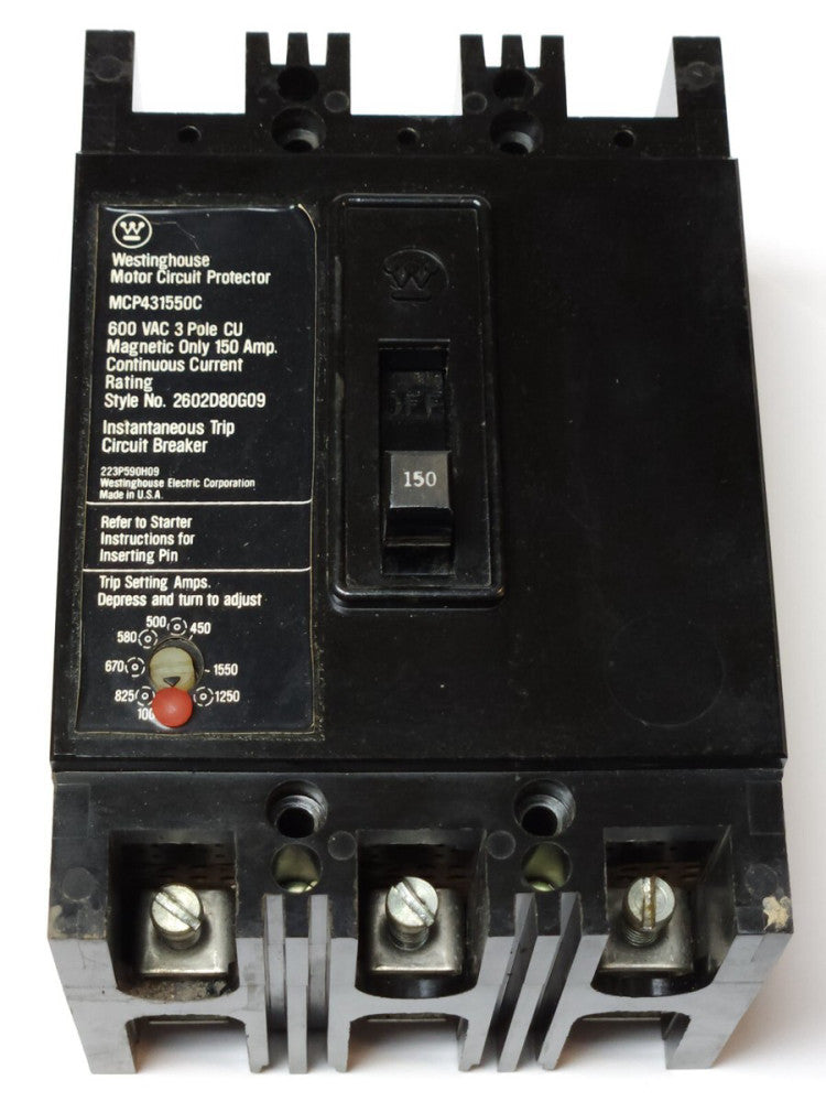 WESTINGHOUSE CUTLER HAMMER MCP431550C 3 Pole 150 AMP Type MCP Motor Circuit