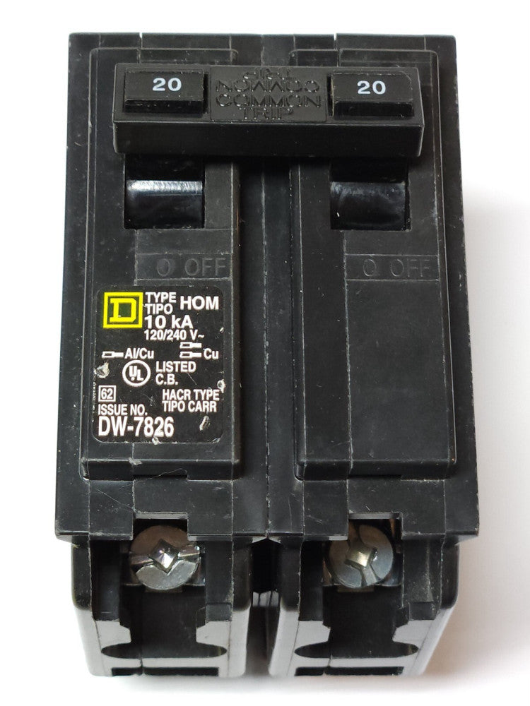SQUARE D HOM220 2 Pole 20 AMP Type HOM HOMELINE Circuit Breaker