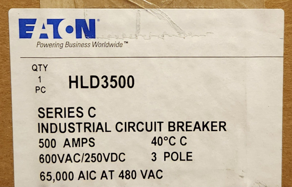 EATON CUTLER HAMMER HLD3500 3 Pole 500 AMP Type HLD Circuit Breaker