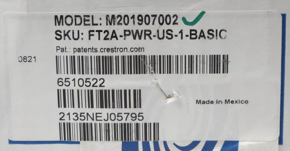 CRESTRON M201907002 AC Power Outlet Module for FT2 Series 6510522 FT2A PWR US 1