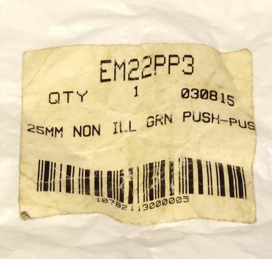 EATON EM22PP3 Green Non Illuminated 25mm Push Button Metal Body 22 mm