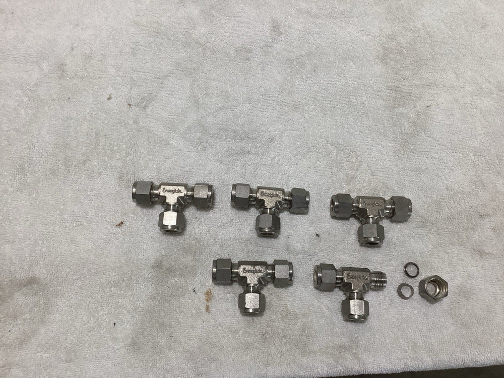 Swagelok 3/8” Stainless Steel Union Tee Tube Fitting. Lot Of 5