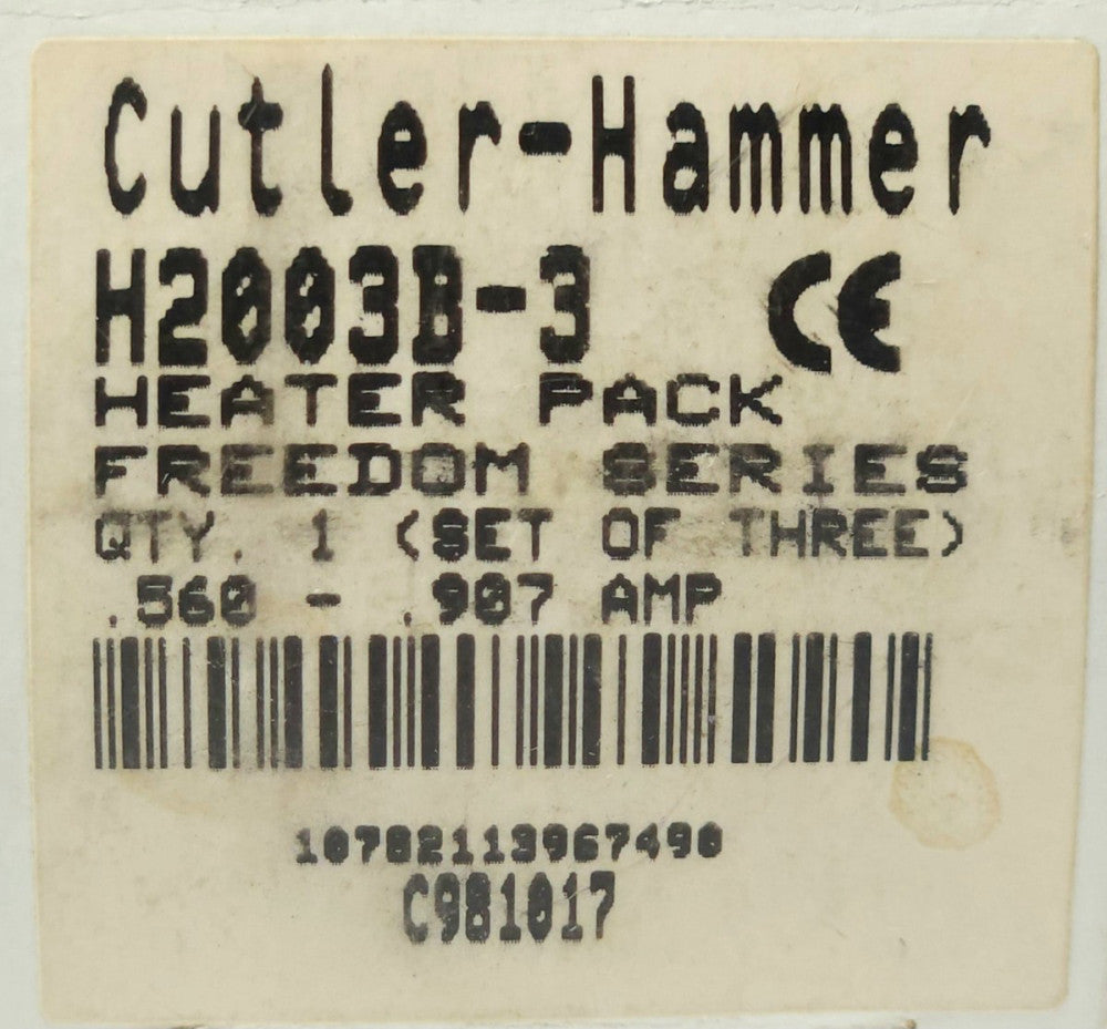 EATON CUTLER HAMMER H2003B-3 Freedom Series Heater PACK H2003B 3 .560-.907 AMP
