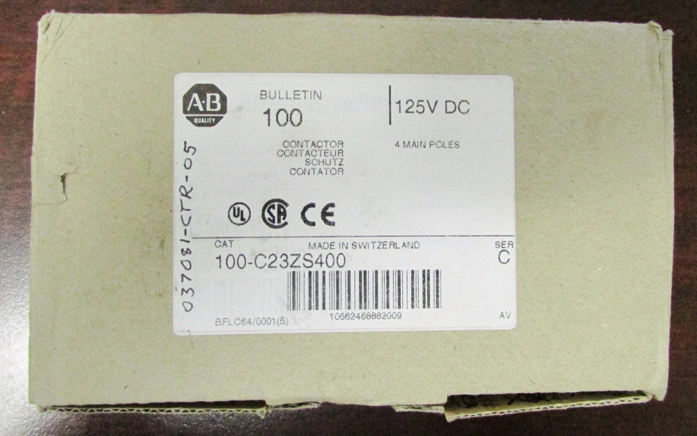ALLEN BRADLEY 100 C23ZS400 Bulletin 100 4 Pole 125 V DC Contactor