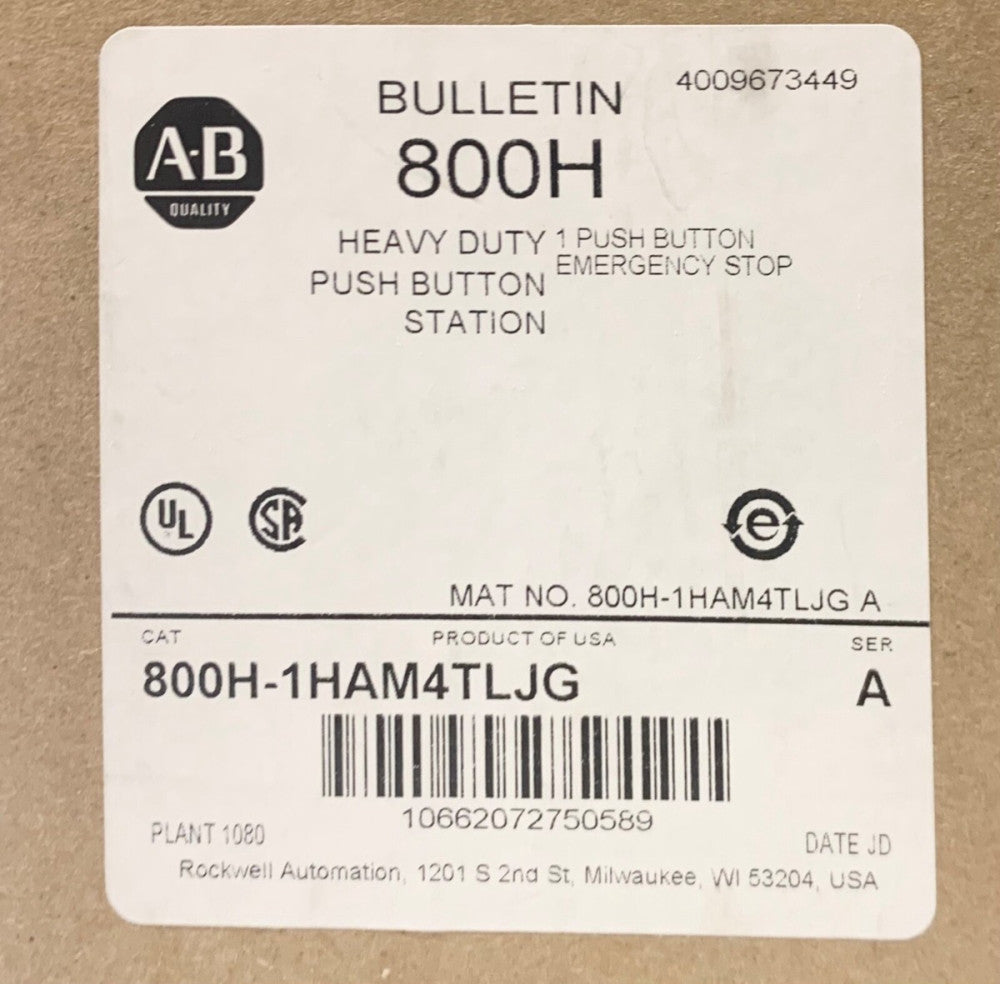 ALLEN BRADLEY 800H 1HAM4TLJG RED TWIST Release Emergency STOP Stainless Steel 
