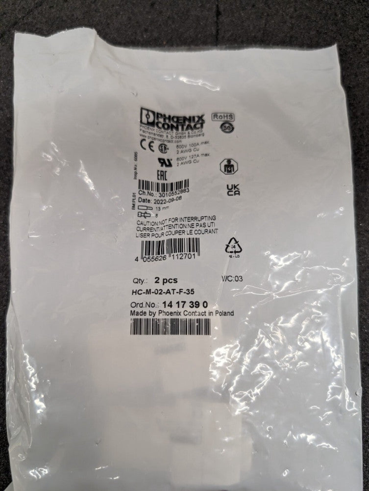 New, Phoenix Contact, 1417390, MODULE FEMALE 2POS SCREW - Lot of 2pcs