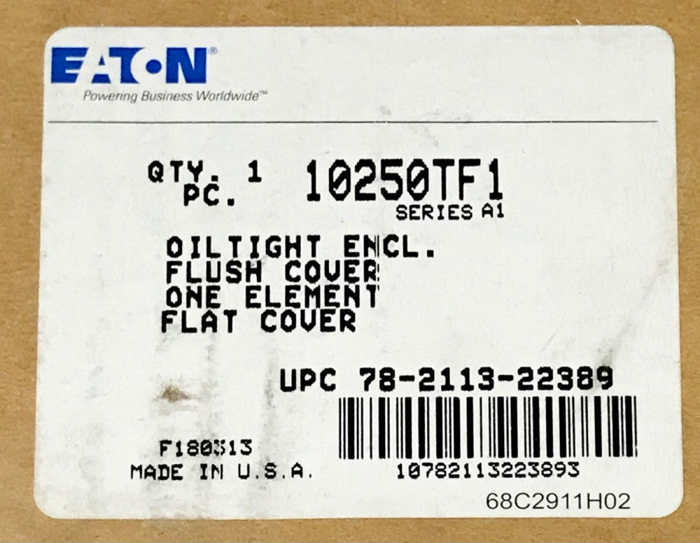 EATON CUTLER HAMMER 10250TF1 Single Unit Pushbutton Station Enclosure Cover Lid