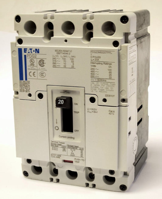 EATON PDG23M0020TFFL 3 Pole 20 AMP PDG23M0020TFF Power Defense PDG2 Circuit