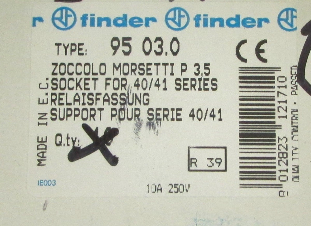 FINDER 95.03 Black 40/41 Series Relay Socket 95 03 *PRICED PER EACH*