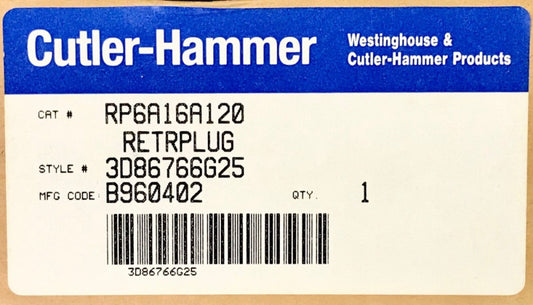 EATON CUTLER HAMMER RP6A16A120 Digitrip 810 RETRPLUG Rating Plug 3D86766G25