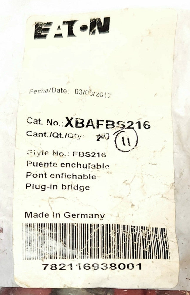 BAG OF 11 EATON XBAFBS216 Type FBS 2-16 RED Plug In Bridge FBS216