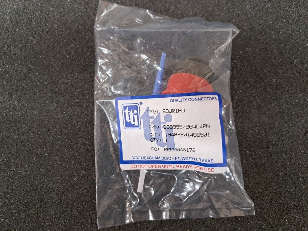 New, Souriau, D38999/26WC4PN, CONN PLUG MALE 4POS GOLD CRIMP