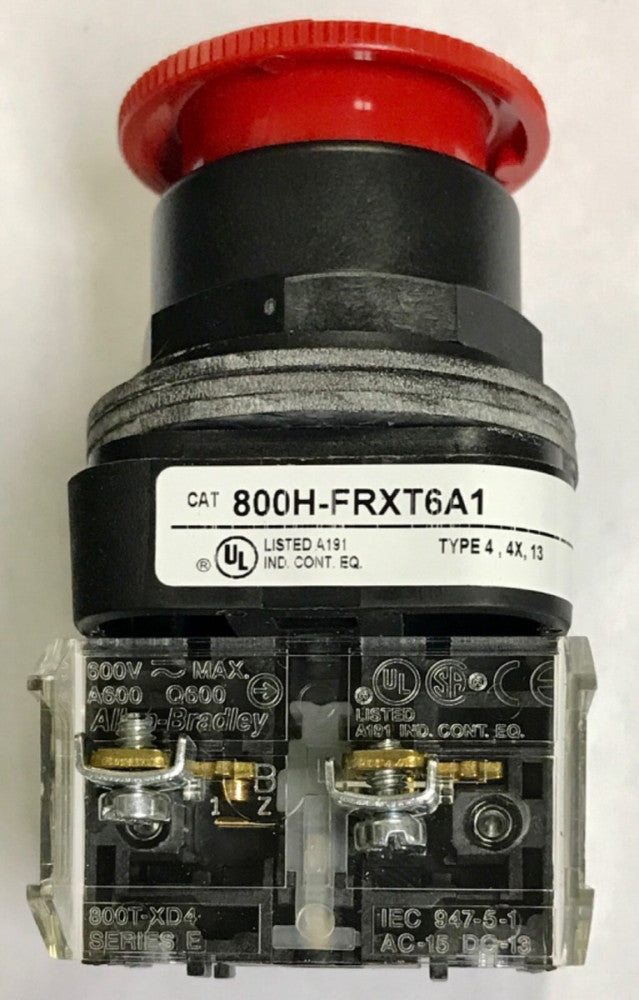 ALLEN BRADLEY 800H FRCT6A1 Red Mushroom Head 2 Position Twist Release Pushbutton