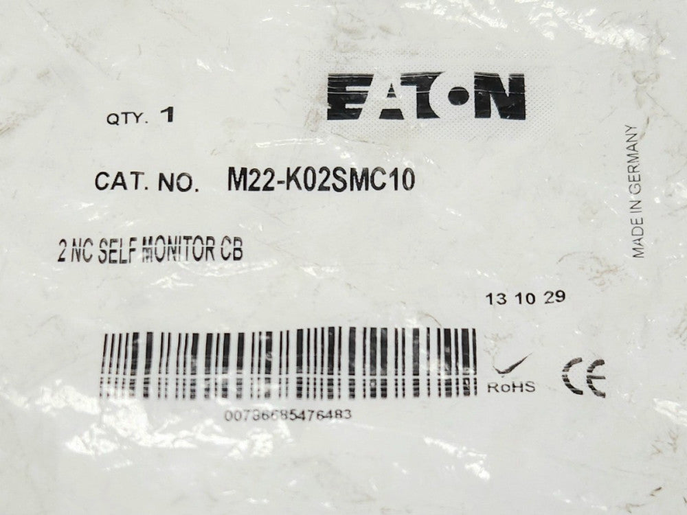 EATON M22 K02SMC10 2 NC Self Monitor Contact Block For M22 Pushbutton