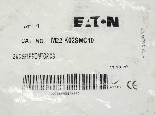 EATON M22 K02SMC10 2 NC Self Monitor Contact Block For M22 Pushbutton