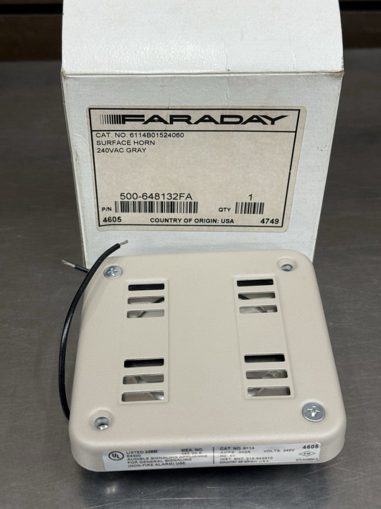 Faraday 6114 Surface Horn 240V Gray 500-648132FA ,  Cat No 6114B01524060 Unused